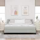 Box spring seng med hovedgærde Lysegrå 180 x 200 cm Fløjl