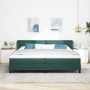 Box spring seng med hovedgærde Mørkegrøn 200 x 200 cm Fløjl