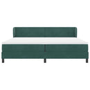 Box spring seng med hovedgærde Mørkegrøn 200 x 200 cm Fløjl