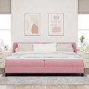 Box spring seng med hovedgærde Lyserød 200 x 200 cm Fløjl
