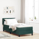 Box spring seng med hovedgærde Mørkegrøn 80 x 200 cm Fløjl