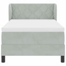 Box spring seng med hovedgærde Lysegrå 90 x 190 cm Fløjl