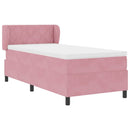 Box spring seng med hovedgærde Lyserød 90 x 190 cm Fløjl