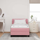 Box spring seng med hovedgærde Lyserød 90 x 200 cm Fløjl
