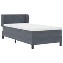Box spring seng med hovedgærde Mørkegrå 100 x 200 cm Fløjl