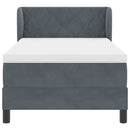 Box spring seng med hovedgærde Mørkegrå 100 x 200 cm Fløjl