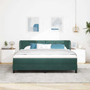 Box spring seng med hovedgærde Mørkegrøn 180 x 200 cm Fløjl