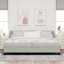 Box spring seng med hovedgærde Lysegrå 200 x 200 cm Fløjl