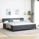 Box spring seng med hovedgærde Mørkegrå 200 x 200 cm Fløjl
