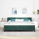 Box spring seng med hovedgærde Mørkegrøn 200 x 200 cm Fløjl