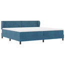 Box spring seng med hovedgærde Mørkeblå 200 x 200 cm Fløjl