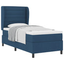 Box spring seng med madras med hovedgærde Blå 80 x 200 cm Stof