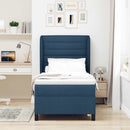 Box spring seng med madras med hovedgærde Blå 90 x 200 cm Stof