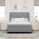 Box spring seng med madras Lysegrå 140 x 200 cm Stof