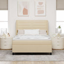 Box spring seng med madras Creme 160 x 200 cm Stof