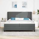 Box spring seng med madras Mørkegrå 200 x 200 cm Stof