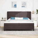 Box spring seng med madras Mørkebrun 200 x 200 cm Stof