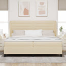 Box spring seng med madras Creme 200 x 200 cm Stof
