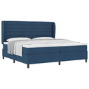 Box spring seng med madras med hovedgærde Blå 200 x 200 cm Stof