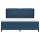 Box spring seng med madras med hovedgærde Blå 200 x 200 cm Stof