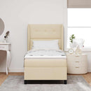 Box spring seng med hovedgærde Creme 80 x 200 cm Stof