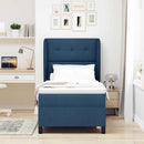 Box spring seng med hovedgærde Blå 80 x 200 cm Stof