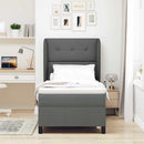 Box spring seng med hovedgærde Mørkegrå 90 x 190 cm Stof