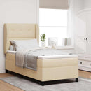 Box spring seng med hovedgærde Creme 90 x 190 cm Stof