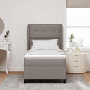 Box spring seng med hovedgærde Gråbrun 90 x 200 cm Stof