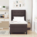 Box spring seng med hovedgærde Mørkebrun 100 x 200 cm Stof