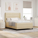 Box spring seng med hovedgærde Creme 140 x 190 cm Stof