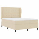 Box spring seng med hovedgærde Creme 140 x 190 cm Stof