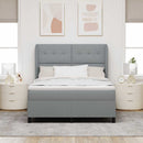 Box spring seng med hovedgærde Lysegrå 140 x 200 cm Stof