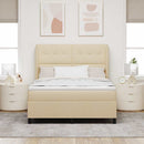 Box spring seng med hovedgærde Creme 160 x 200 cm Stof