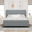 Box spring seng med hovedgærde Lysegrå 180 x 200 cm Stof