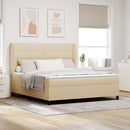 Box spring seng med hovedgærde Creme 180 x 200 cm Stof