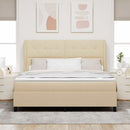 Box spring seng med hovedgærde Creme 180 x 200 cm Stof