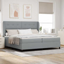 Box spring seng med hovedgærde Lysegrå 200 x 200 cm Stof