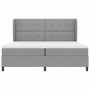 Box spring seng med hovedgærde Lysegrå 200 x 200 cm Stof