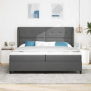 Box spring seng med hovedgærde Mørkegrå 200 x 200 cm Stof