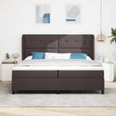 Box spring seng med hovedgærde Mørkebrun 200 x 200 cm Stof