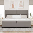 Box spring seng med hovedgærde Gråbrun 200 x 200 cm Stof