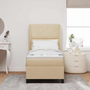 Box spring seng med pude med hovedgærde Creme 80 x 200 cm Stof