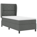 Box spring seng med hovedgærde Mørkegrå 90 x 190 cm Stof