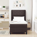 Box spring seng med hovedgærde Mørkebrun 90 x 190 cm Stof