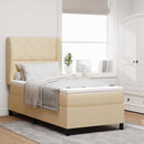 Box spring seng med hovedgærde Creme 90 x 190 cm Stof