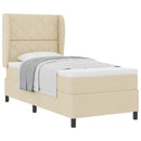 Box spring seng med hovedgærde Creme 90 x 190 cm Stof