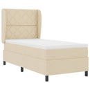 Box spring seng med hovedgærde Creme 90 x 190 cm Stof