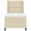 Box spring seng med hovedgærde Creme 90 x 190 cm Stof