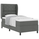 Box spring seng med hovedgærde Mørkegrå 100 x 200 cm Stof